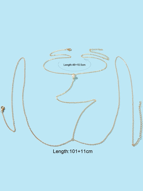 Gold Sexy Body Chain Thin Bra Bikini Waist Belly Beach Minimalist Body