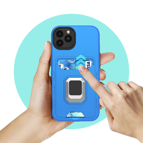 Square Ring Stand with Card Slot Hybrid Case for iPhone 13 Pro Max